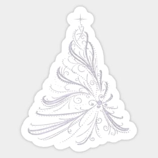 Elegant White Swirl Christmas Tree Sticker